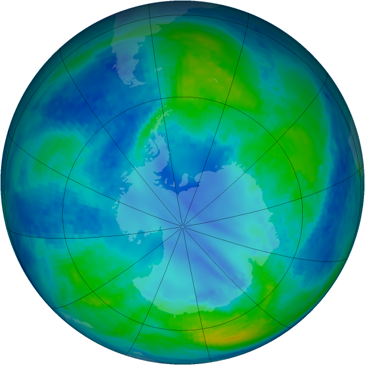 Antarctic ozone map for 22 April 1994